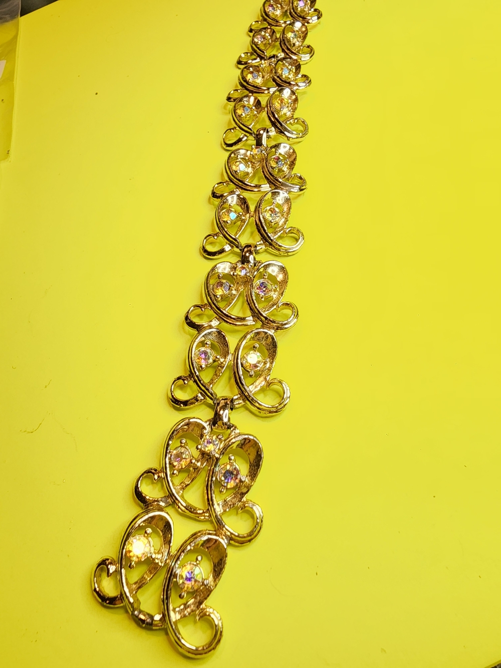 Gold Tone Crystal Link Bracelet - Elegant Women's Jewelry